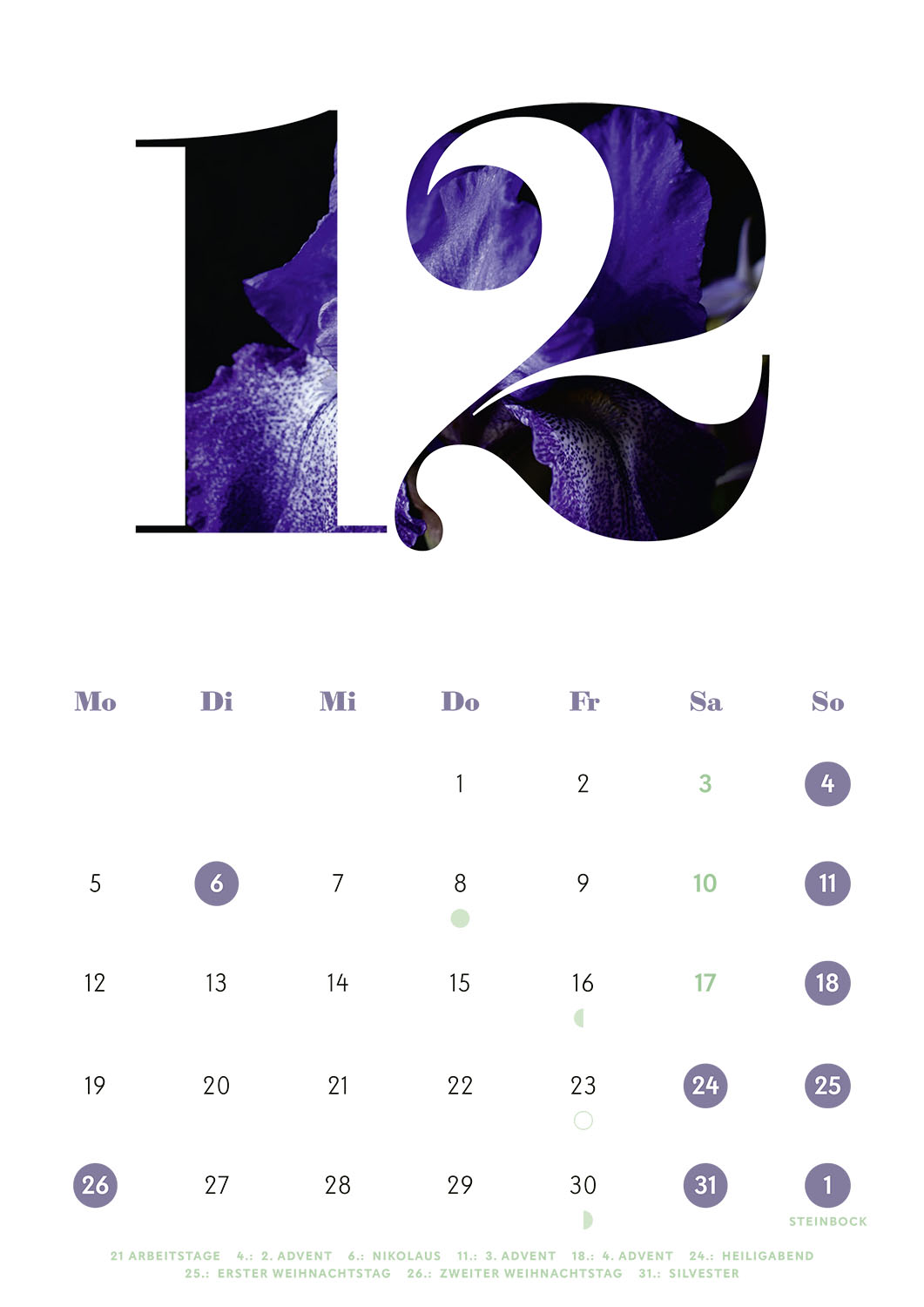 Calidario-PANTONE-Kalender 2022 im Dezember