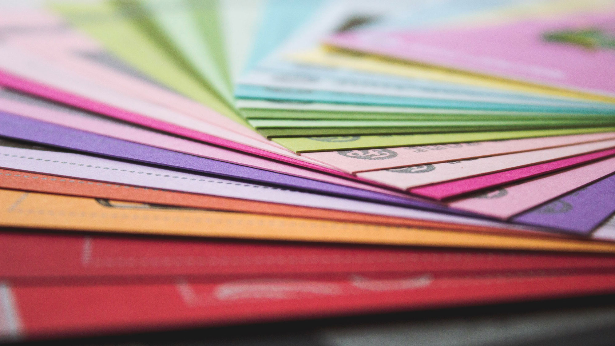 Printed paper in different colours